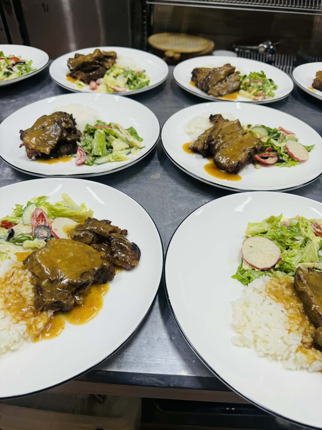 Meat dish served with rice
